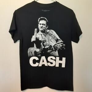 Johnny Cash T-shirt Small Jim Marshall Clothing Flipping the Bird Man in Black